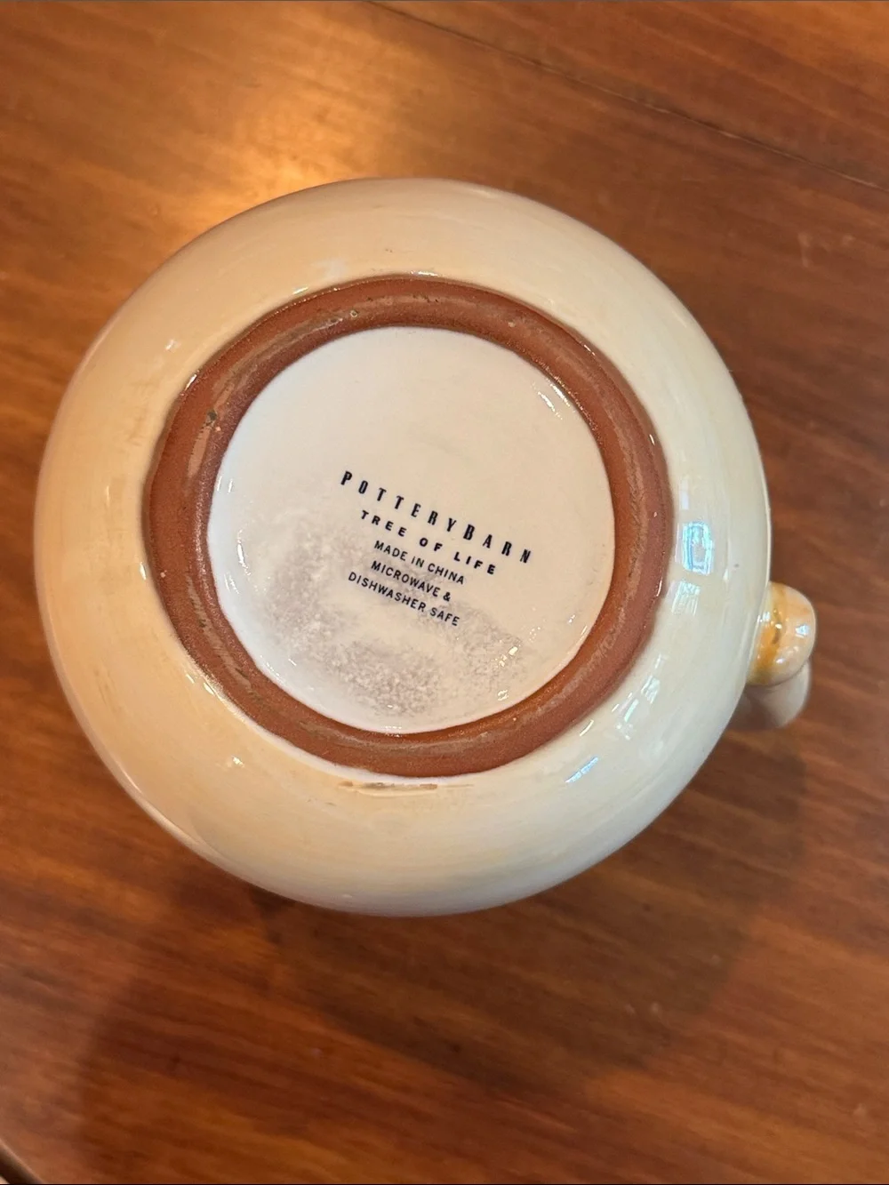 Pottery Barn Tree of Life Acorn Pitcher Beverage Ceramic Fall Autumn Cream Brown